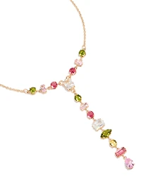Gold Cubic Zirconia Mismatched Colourful Stones Necklace
