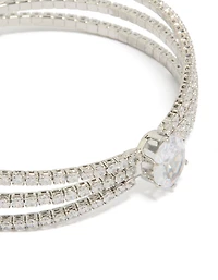 Silver Cubic Zirconia Large Oval Wrist Cuff
