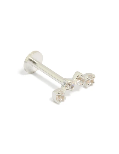 Sterling Silver Cubic Zirconia Crawler Single Flat Back Stud