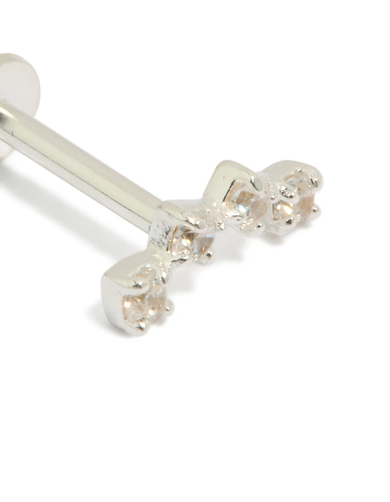 Sterling Silver Cubic Zirconia Crawler Single Flat Back Stud