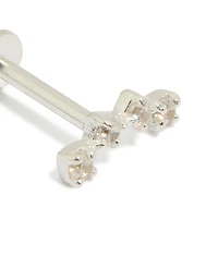 Sterling Silver Cubic Zirconia Crawler Single Flat Back Stud