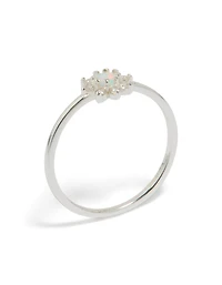 Sterling Silver Cubic Zirconia Faux Opal Star Ring