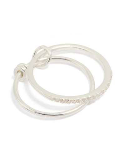 Anneau à double maillon cubique en argent sterling