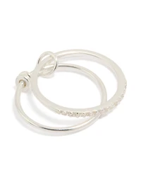 Anneau à double maillon cubique en argent sterling