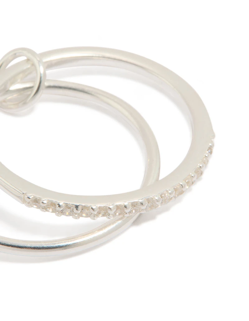 Sterling Silver Cubic Zirconia Double Link Ring