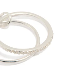 Sterling Silver Cubic Zirconia Double Link Ring