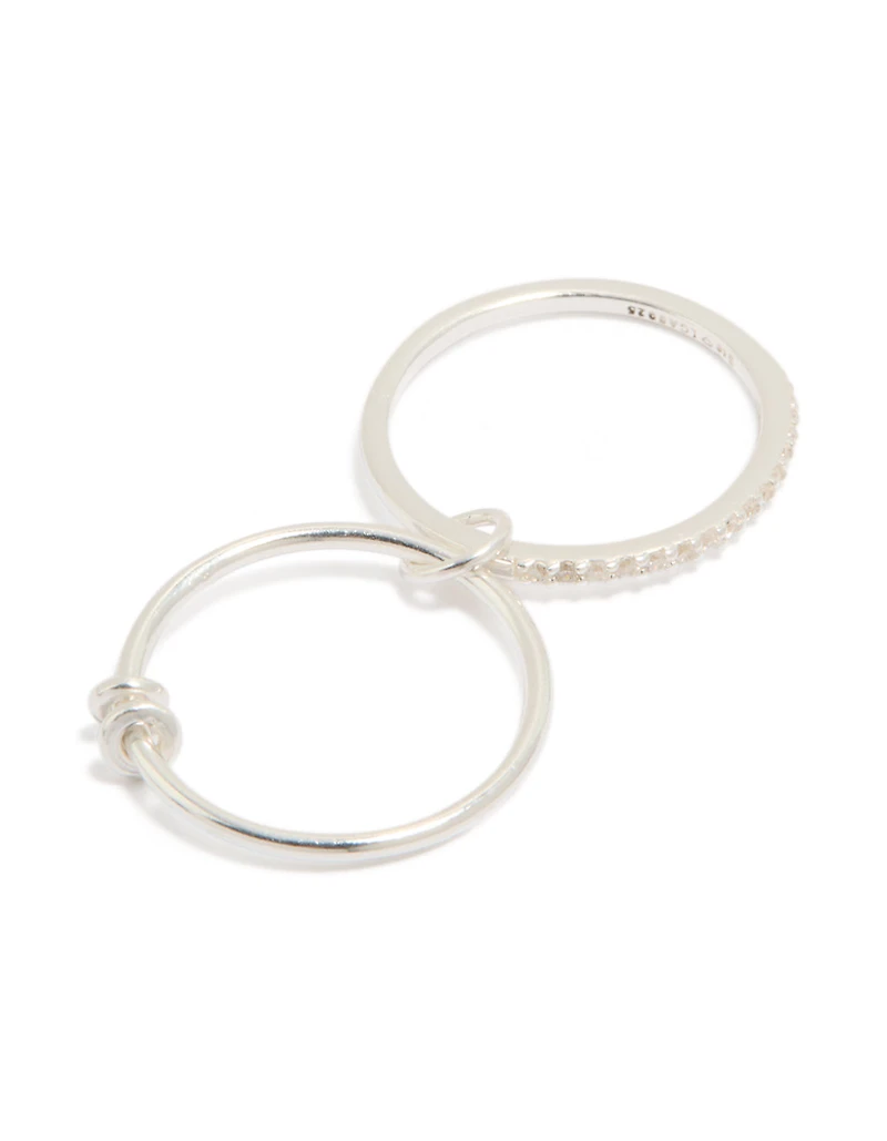 Anneau à double maillon cubique en argent sterling