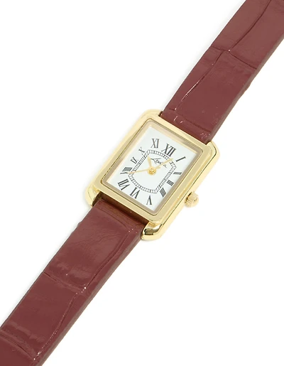 Gold Brown PU Leather Snakeskin  Vintage Watch