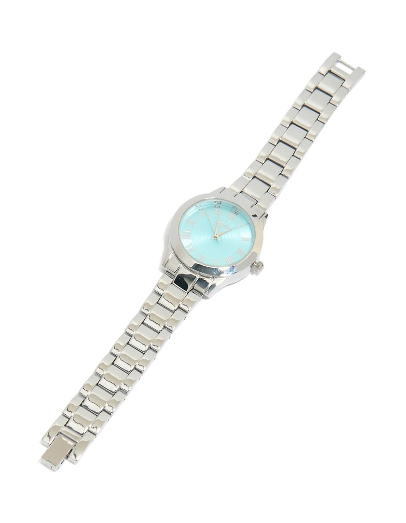 Silver Classic Blue Face Roman Numeral Watch