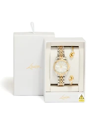 Mixed Metal Knotted Wrist Cuff & Watch Set