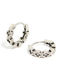 Waterproof Mens Black Brushed Stainless Steel Multi Cross Huggie Earrings