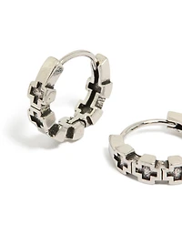 Waterproof Mens Black Brushed Stainless Steel Multi Cross Huggie Earrings