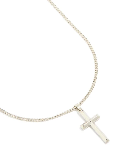 Waterproof Mens Stainless Steel Classic Plain Cross Necklace