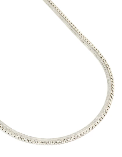 Mens Waterproof Stainless Steel Snake & Box Chain Necklaces 2-Pack