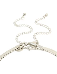 Mens Waterproof Stainless  Steel Snake & Box Chain Necklaces 2-Pack