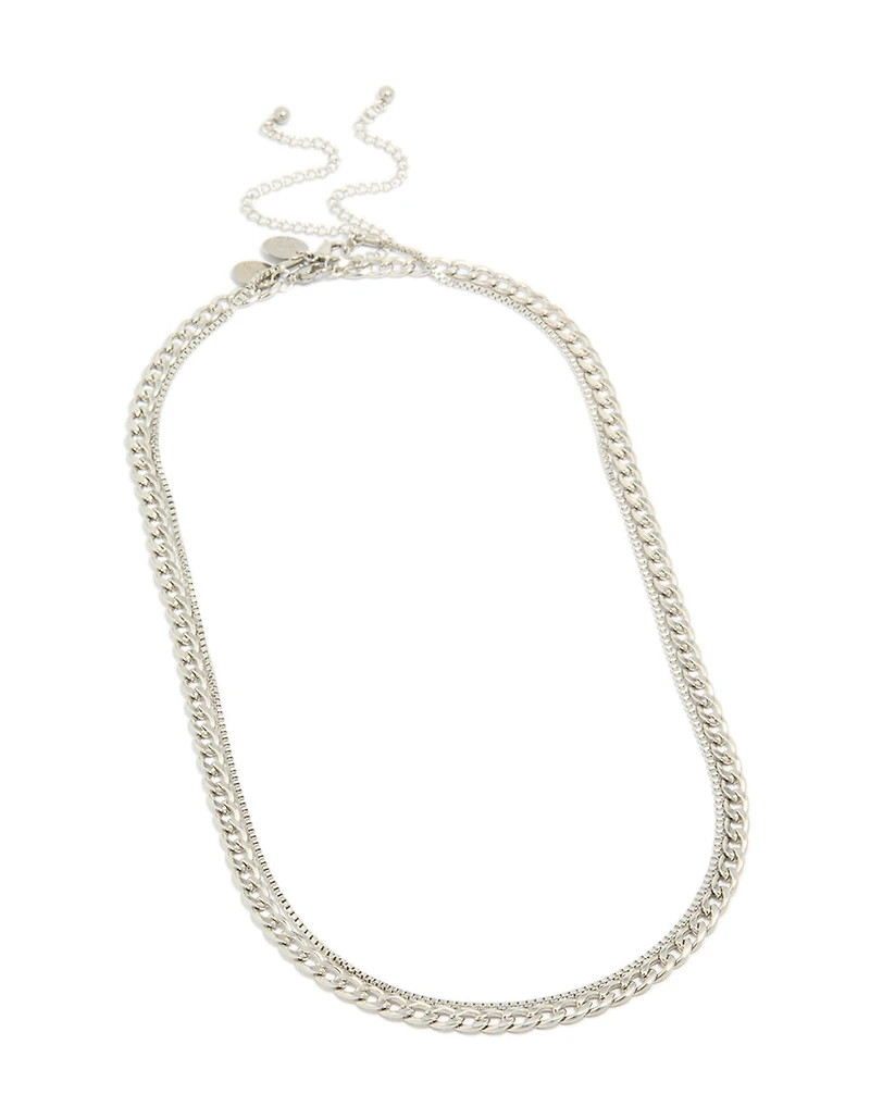 Mens Waterproof Stainless Steel Box & Cuban Chain Necklace 2 Pack