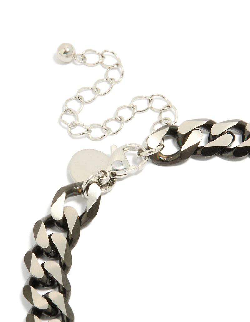 Mens Waterproof Stainless Steel Black Link Chain Bracelet