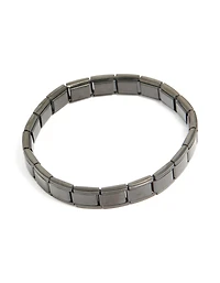 Waterproof Mens Black Coated Metal Stainless Steel Stretch Link Chain Bracelet