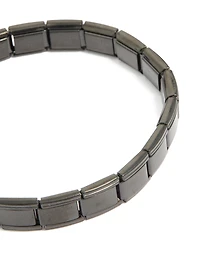 Waterproof Mens Black Coated Metal Stainless Steel Stretch Link Chain Bracelet