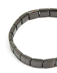 Waterproof Mens Black Coated Metal Stainless Steel Stretch Link Chain Bracelet