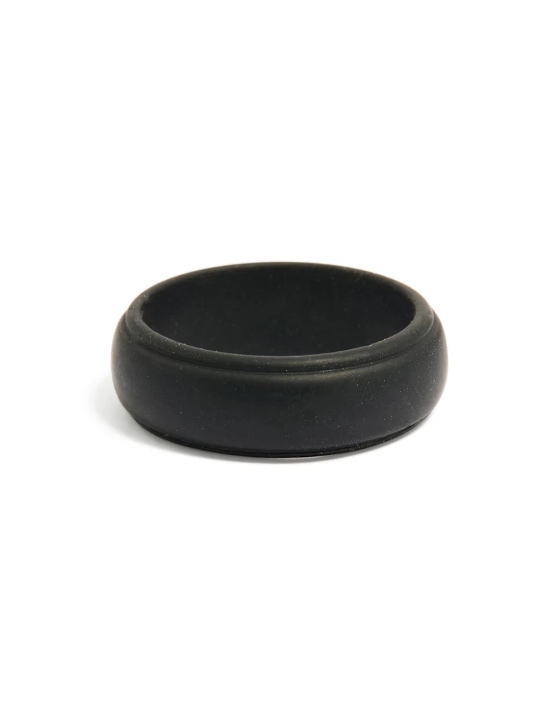 Waterproof Mens Black Silicone Band Ring