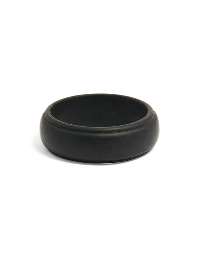 Waterproof Mens Black Silicone Band Ring