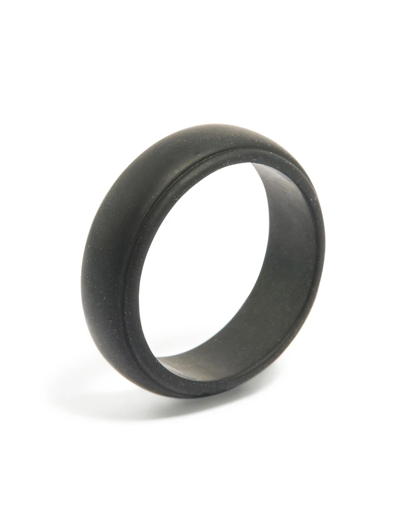 Waterproof Mens Black Silicone Band Ring