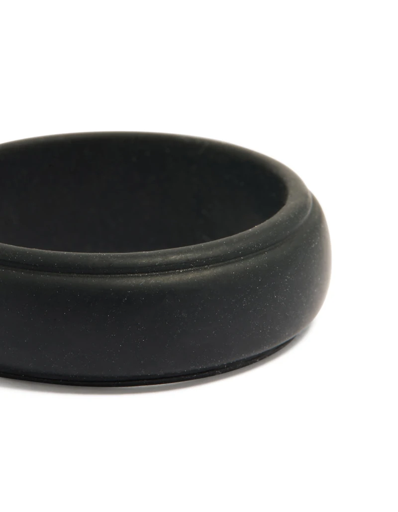 Waterproof Mens Black Silicone Band Ring