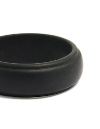 Waterproof Mens Black Silicone Band Ring