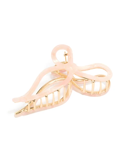 Gold Pink Acrylic Bow Claw Clip