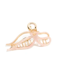 Gold Pink Acrylic Bow Claw Clip