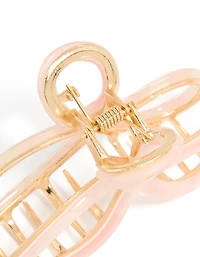 Gold Pink Acrylic Bow Claw Clip