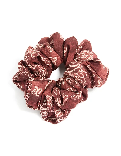 Brown Paisley Printed Statement Fabric Scrunchie