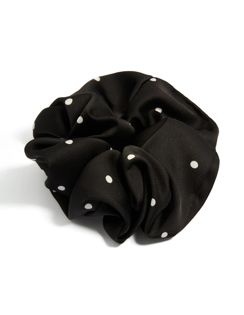 Black & Cream Micro Polka Dot Fabric Statement Scrunchie