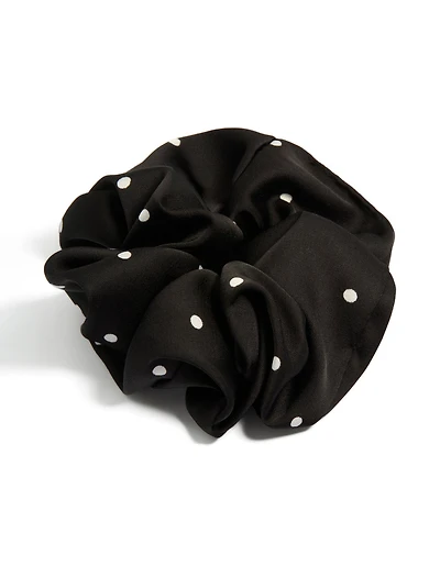 Black & Cream Micro Polka Dot Fabric Statement Scrunchie
