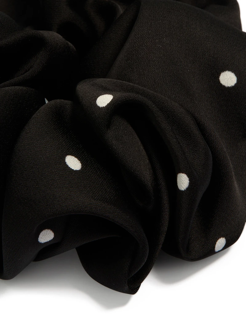 Black & Cream Micro Polka Dot Fabric Statement Scrunchie
