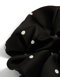 Black & Cream Micro Polka Dot Fabric Statement Scrunchie
