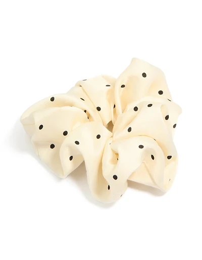 Cream & Black Micro Polka Dot Fabric Statement Scrunchie