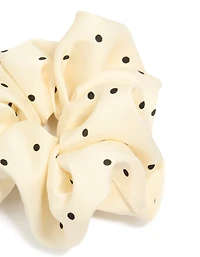 Cream & Black Micro Polka Dot Fabric Statement Scrunchie