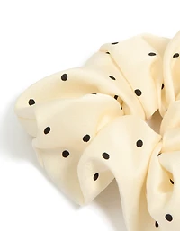 Cream & Black Micro Polka Dot Fabric Statement Scrunchie