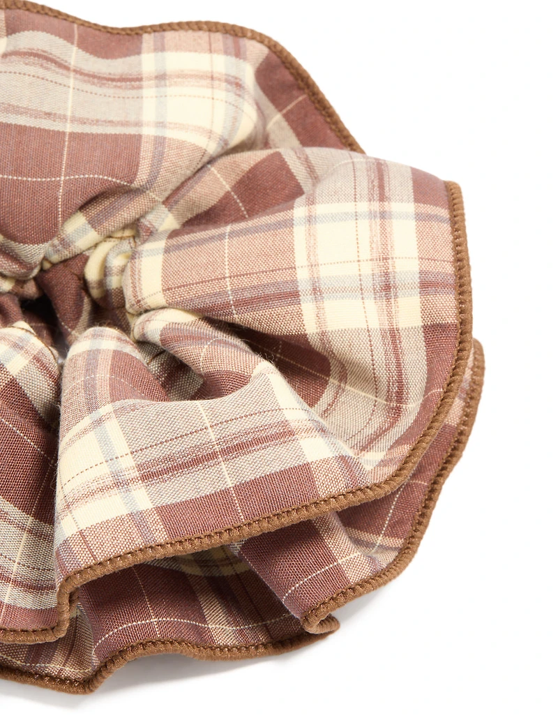 Ruffled Checkered Fabric  Statement Scrunchie