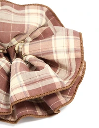 Ruffled Checkered Fabric  Statement Scrunchie