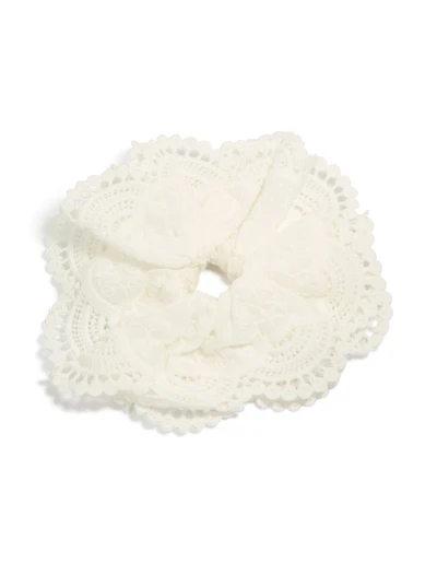 White Fabric Broderie Edge Statement Scrunchie