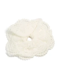 White Fabric Broderie Edge Statement Scrunchie