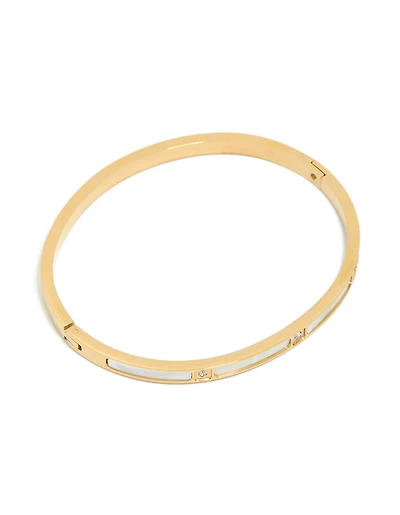 Bracelet à charnière en acier inoxydable plaqué or étanche avec incrustation de zircone cubique
