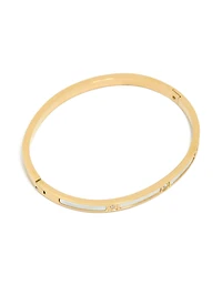 Bracelet à charnière en acier inoxydable plaqué or étanche avec incrustation de zircone cubique
