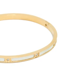 Waterproof Gold Plated Stainless Steel Cubic Zirconia Inlay Hinged Bangle
