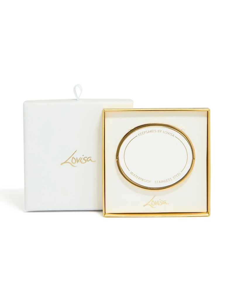 Waterproof Gold Plated Stainless Steel Cubic Zirconia Inlay Hinged Bangle