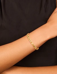 Bracelet jonc à charnière en acier inoxydable plaqué or étanche et orné de chiffres romains en zircone cubique