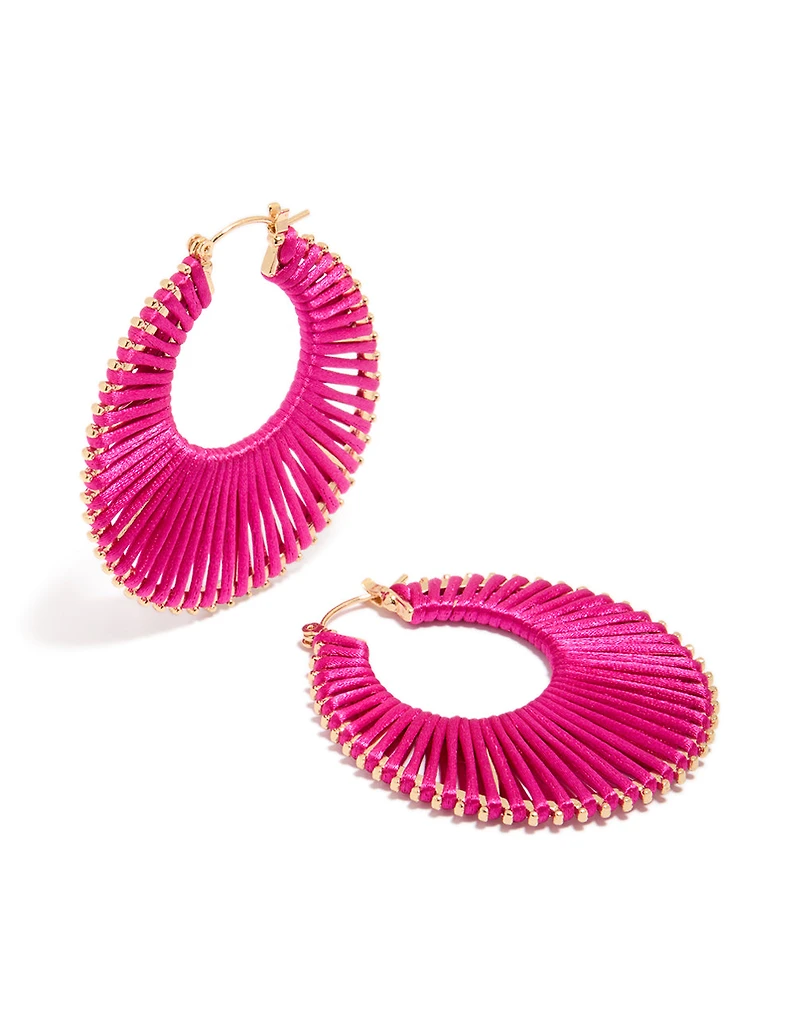 Hot Pink Threaded Hoop Earrings